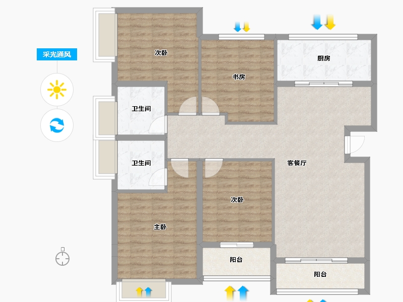 广西壮族自治区-桂林市-漓江大河坊-117.47-户型库-采光通风