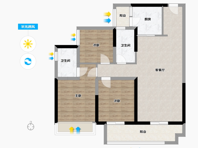 广东省-汕头市-上林府-84.00-户型库-采光通风