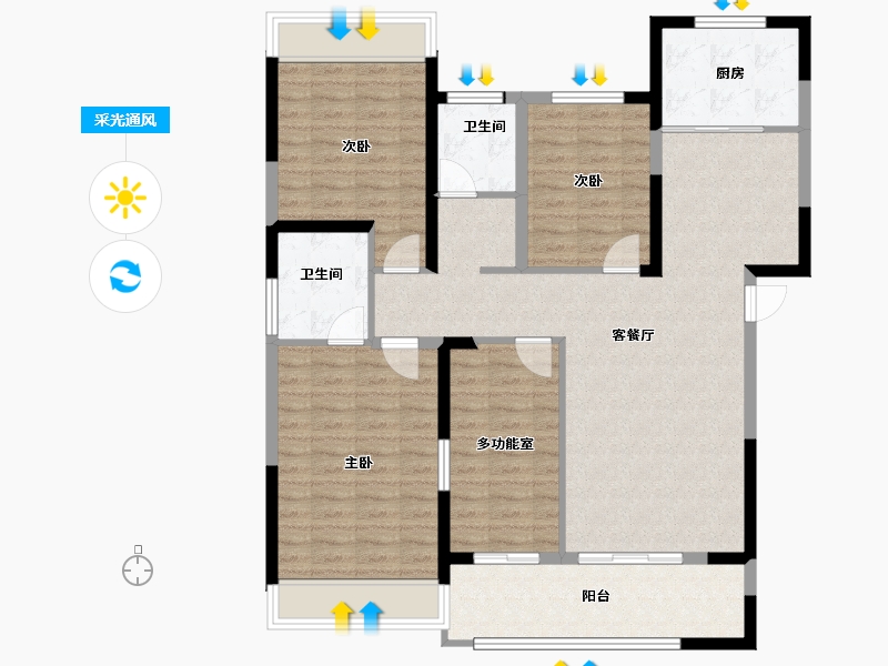 河北省-石家庄市-绿都国宾府-116.85-户型库-采光通风