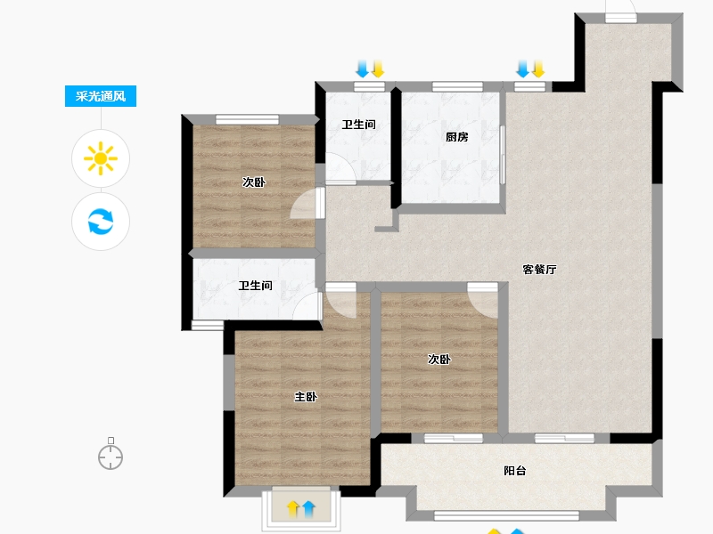 安徽省-马鞍山市-新城璟玥-96.00-户型库-采光通风