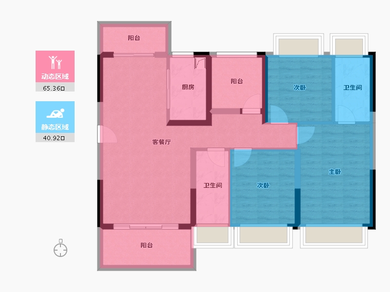 广东省-江门市-碧桂园山水豪园·凤凰郡-94.76-户型库-动静分区