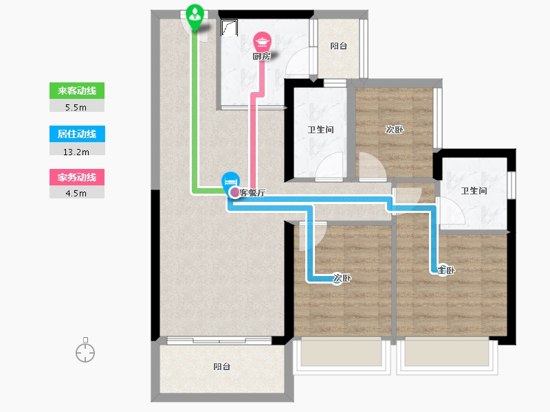 广东省-江门市-碧桂园山水豪园·凤凰郡-76.84-户型库-动静线