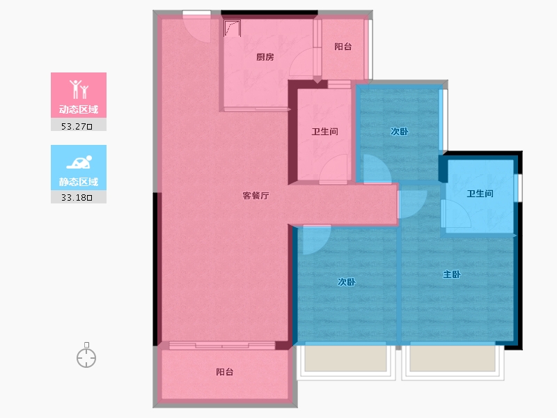 广东省-江门市-碧桂园山水豪园·凤凰郡-76.84-户型库-动静分区