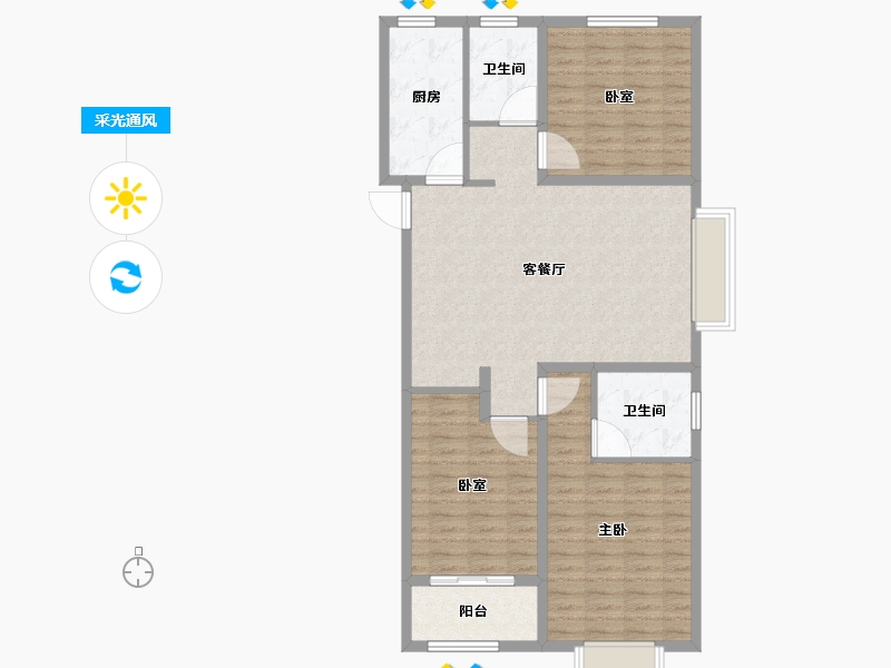 山东省-菏泽市-东亚国睿华庭-104.01-户型库-采光通风