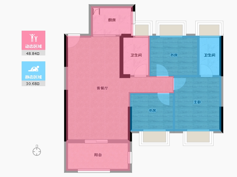 福建省-南平市-龙山首府-71.65-户型库-动静分区