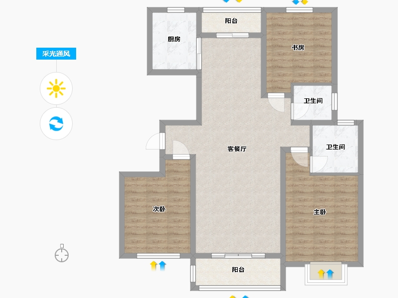 山西省-运城市-天府苑小区-106.12-户型库-采光通风