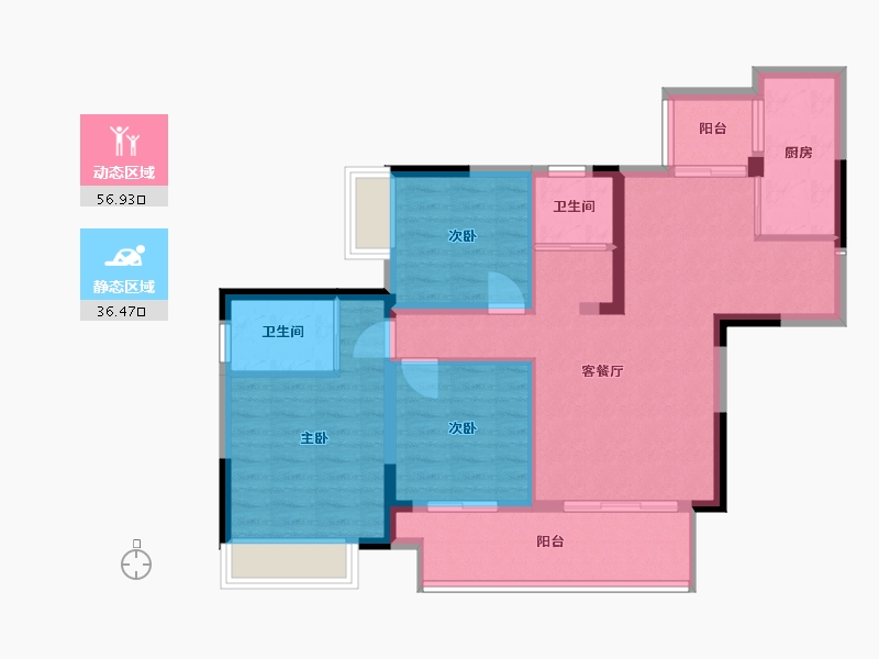 四川省-广安市-加德 学府一号-85.76-户型库-动静分区