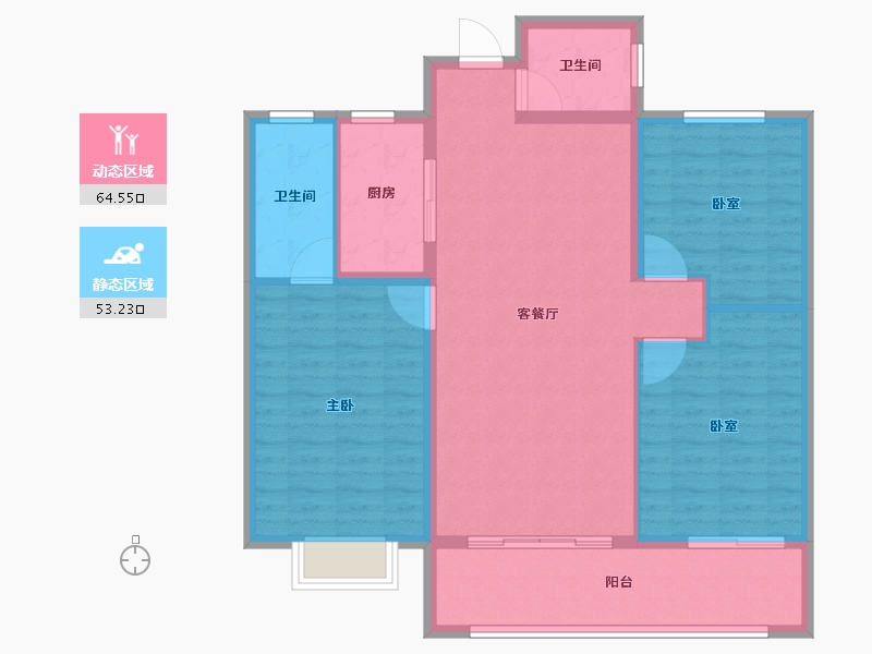 山东省-菏泽市-东亚国睿华庭-107.20-户型库-动静分区