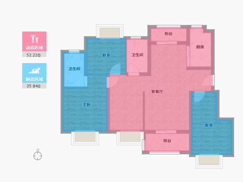 重庆-重庆市-弘阳昕悦棠-84.00-户型库-动静分区