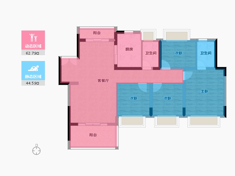 湖北省-十堰市-新时代·江屿城-95.85-户型库-动静分区