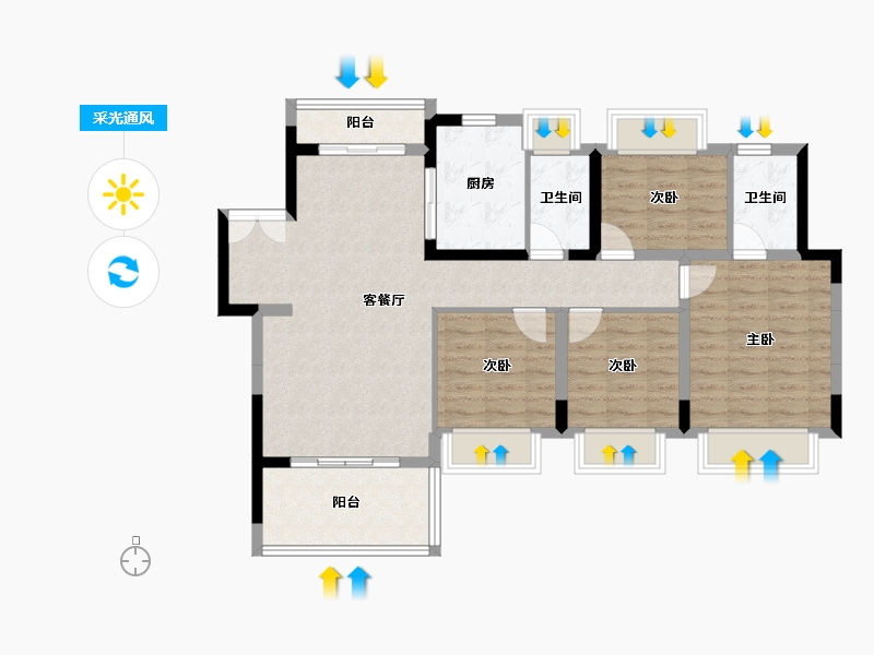 湖北省-十堰市-新时代·江屿城-95.85-户型库-采光通风