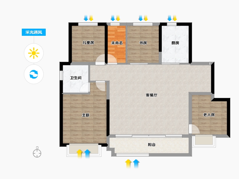 陕西省-渭南市-合创铂悦府-115.55-户型库-采光通风