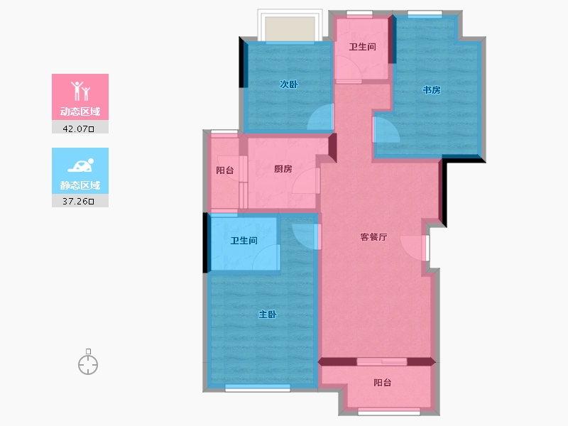 重庆-重庆市-爱情天宸万璟-71.85-户型库-动静分区