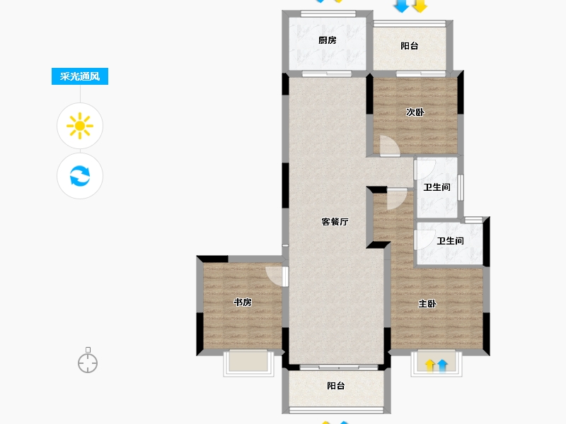 湖北省-宜昌市-万科理想城-101.60-户型库-采光通风