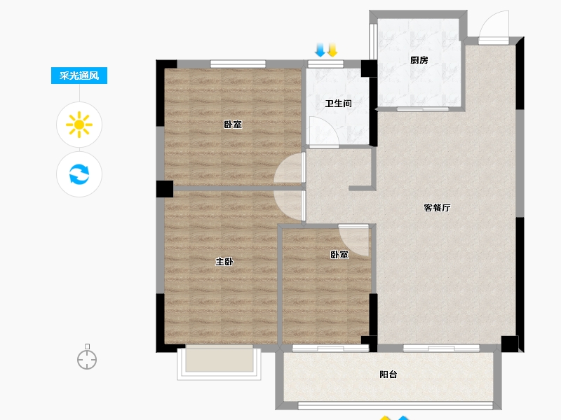 山西省-吕梁市-天福·幸福家园-103.57-户型库-采光通风