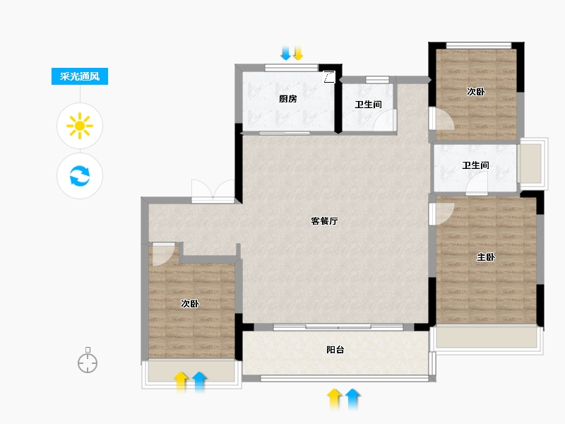 安徽省-芜湖市-融创北京路1號-114.38-户型库-采光通风