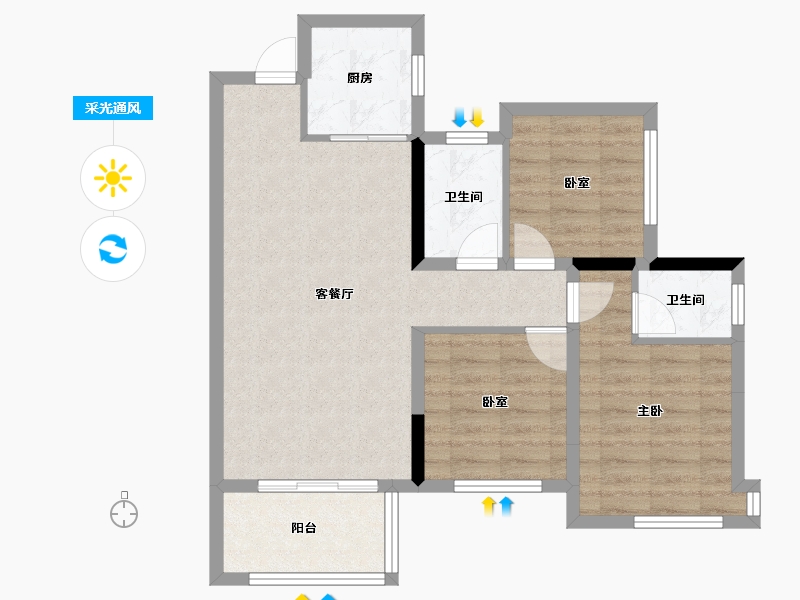 四川省-达州市-观池·天泓金城-71.95-户型库-采光通风