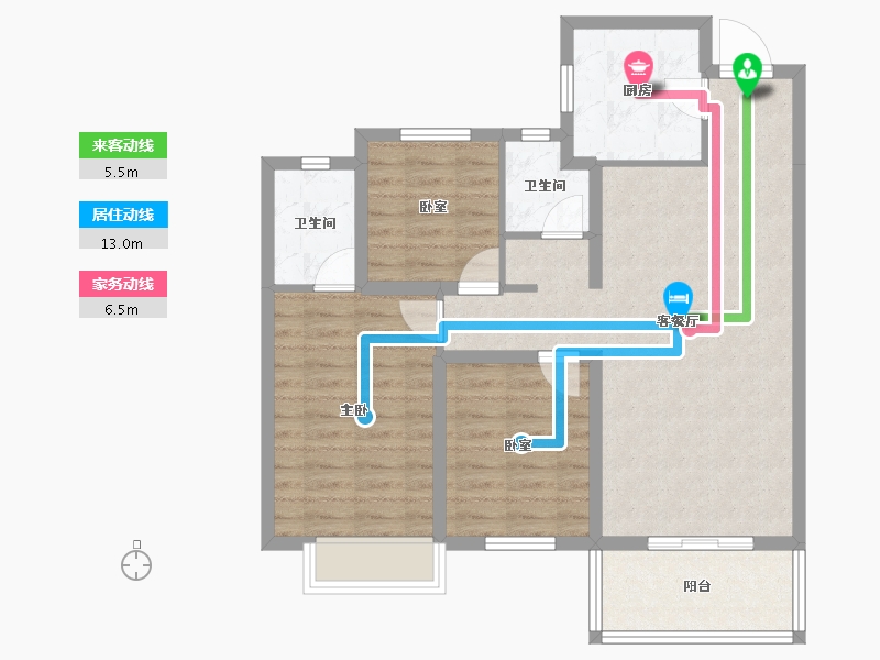 山西省-吕梁市-钰龙湾-83.67-户型库-动静线