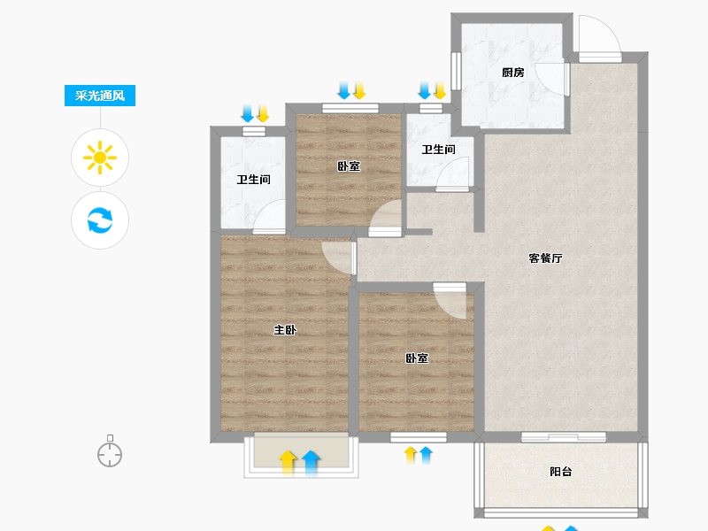 山西省-吕梁市-钰龙湾-83.67-户型库-采光通风