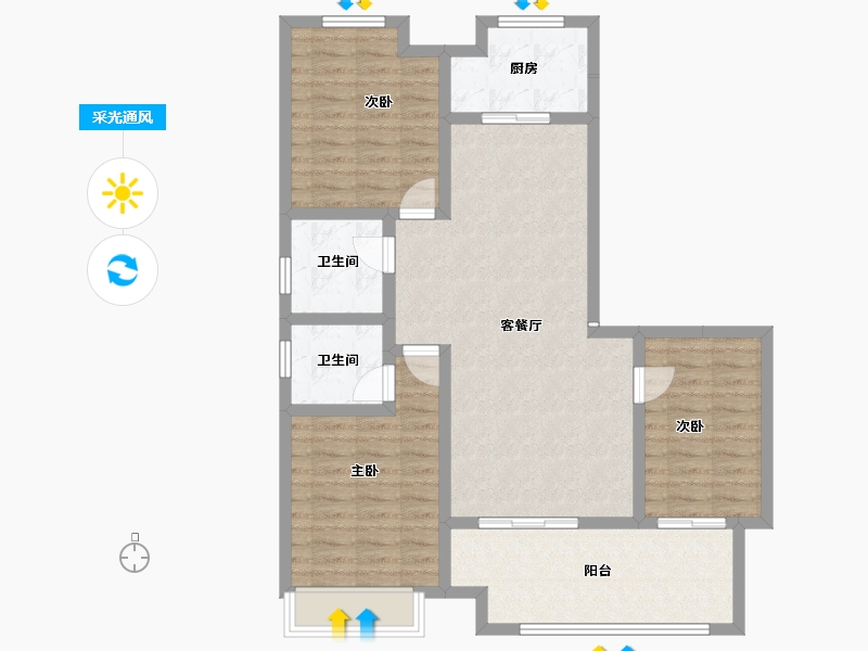 山西省-运城市-西建天茂国宾府-96.98-户型库-采光通风