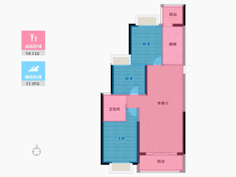 陕西省-渭南市-恒大珺睿府-82.78-户型库-动静分区