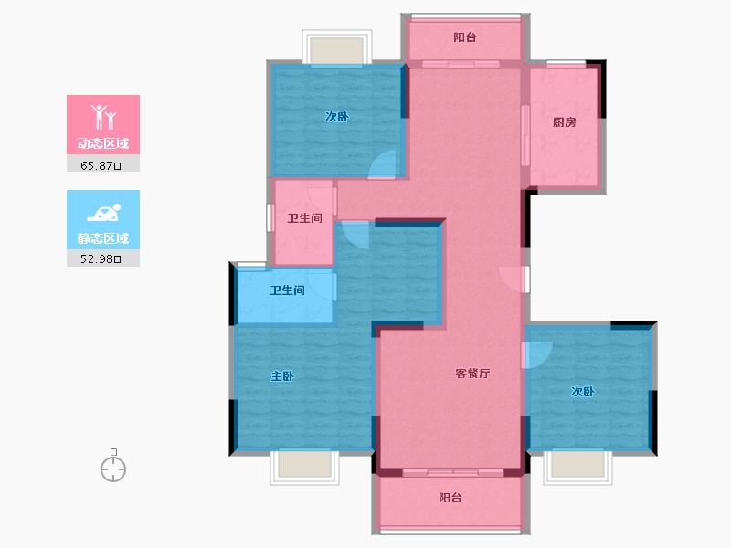 湖北省-宜昌市-万科理想城-106.41-户型库-动静分区