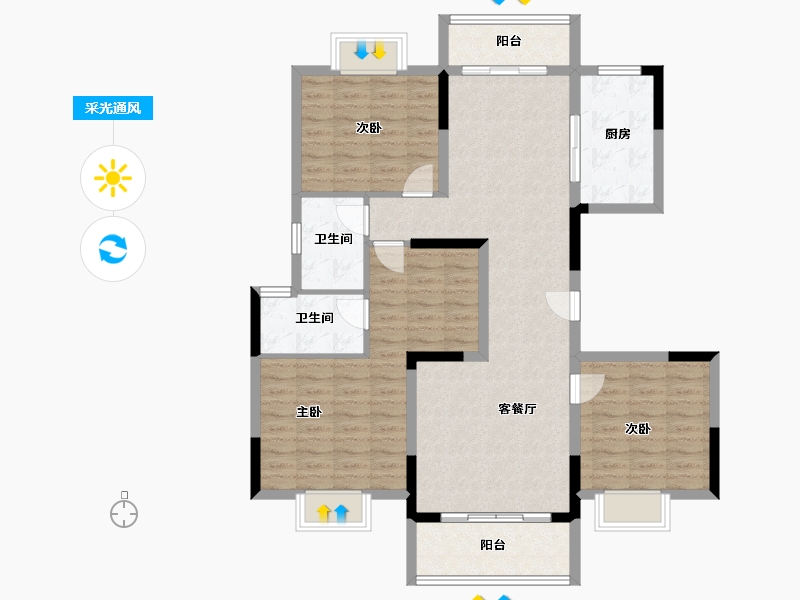 湖北省-宜昌市-万科理想城-106.41-户型库-采光通风