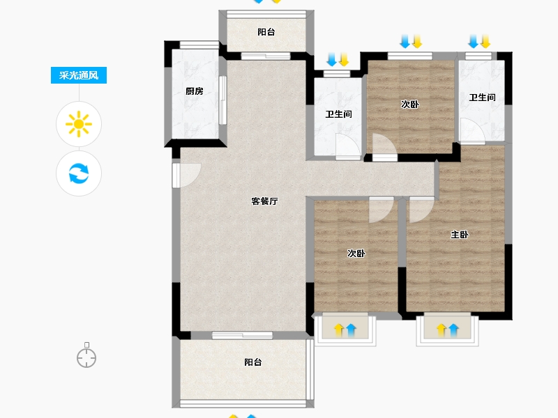 湖北省-宜昌市-万科理想城-92.00-户型库-采光通风