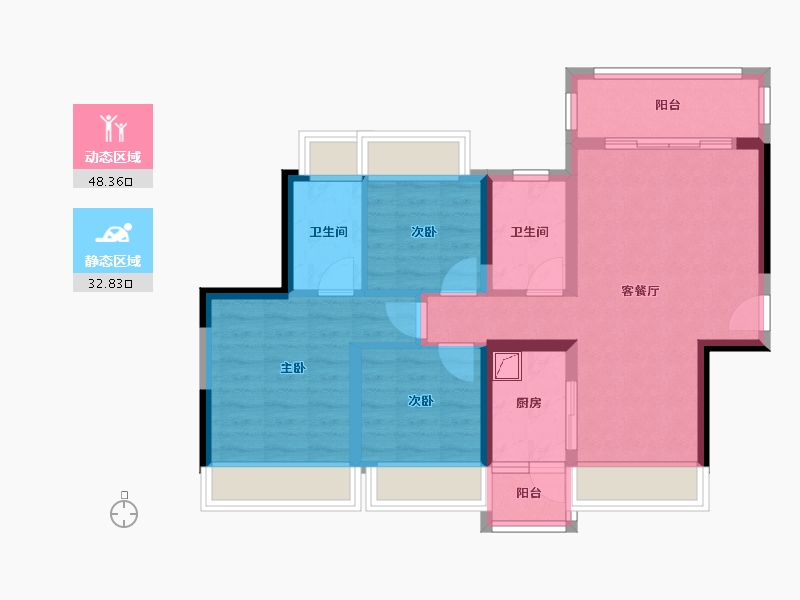 广东省-佛山市-唯美臻岸华府-77.00-户型库-动静分区