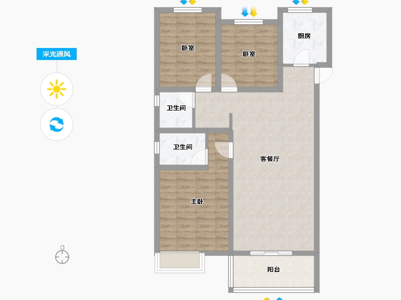 山西省-吕梁市-钰龙湾-89.06-户型库-采光通风