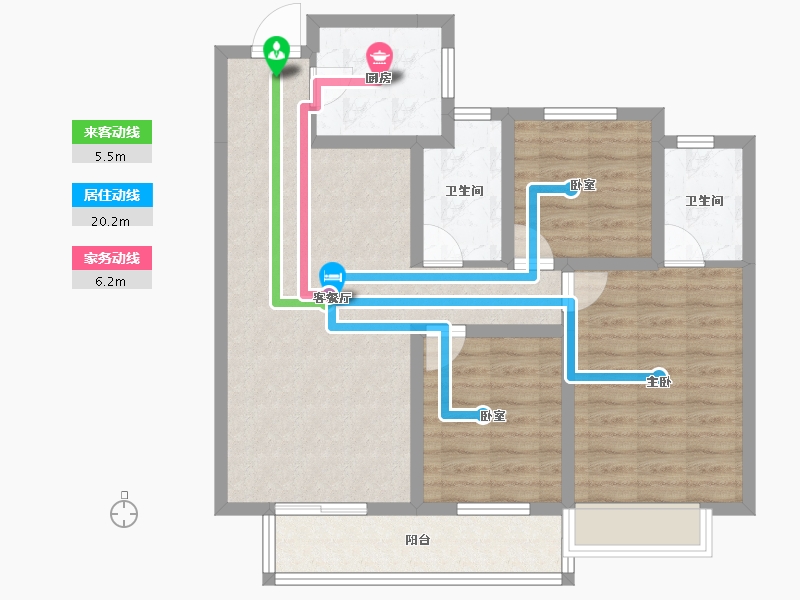 山西省-吕梁市-钰龙湾-85.58-户型库-动静线