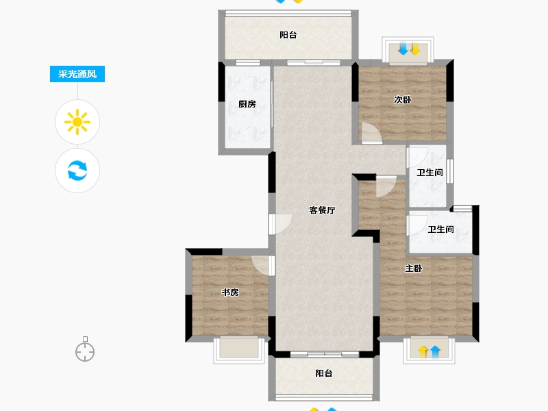 湖北省-宜昌市-万科理想城-100.80-户型库-采光通风