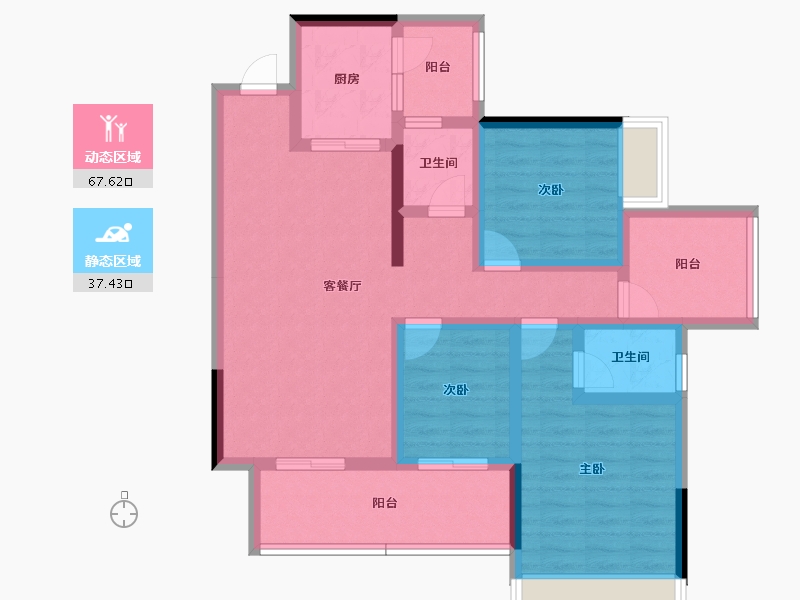 贵州省-六盘水市-水城麒龙香山美域-91.91-户型库-动静分区