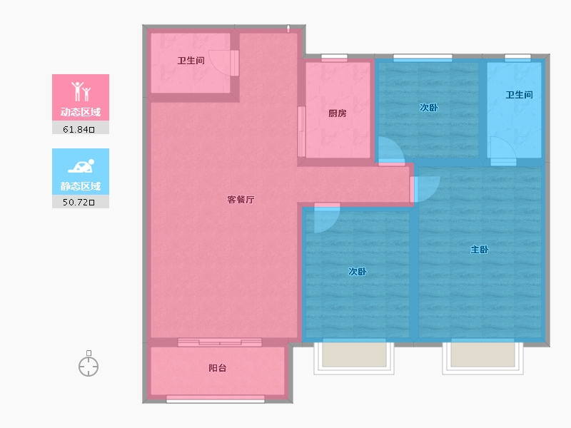 山西省-运城市-鑫洋中心城壹号院-100.58-户型库-动静分区