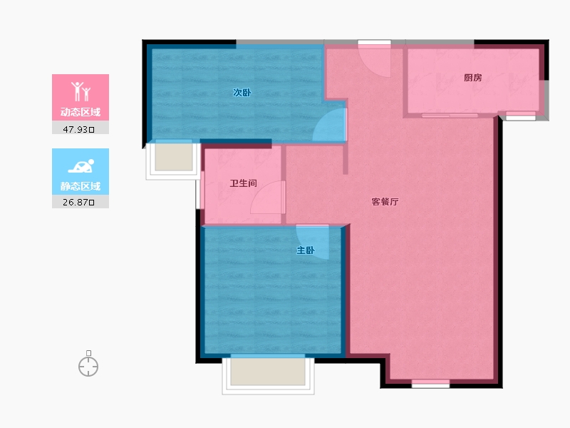 新疆维吾尔自治区-乌鲁木齐市-万科·都会未来城-67.73-户型库-动静分区