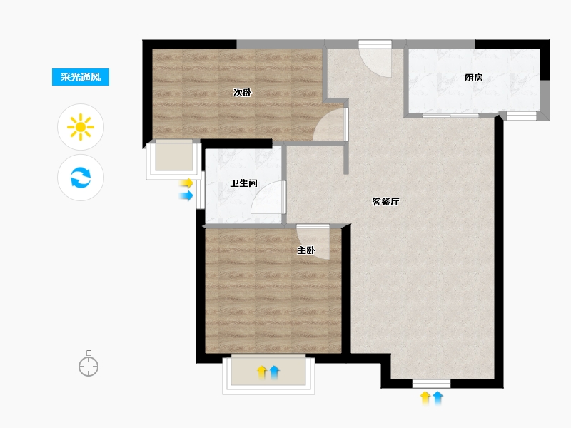 新疆维吾尔自治区-乌鲁木齐市-万科·都会未来城-67.73-户型库-采光通风