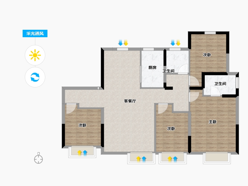 新疆维吾尔自治区-乌鲁木齐市-乌鲁木齐建业世和府-119.69-户型库-采光通风