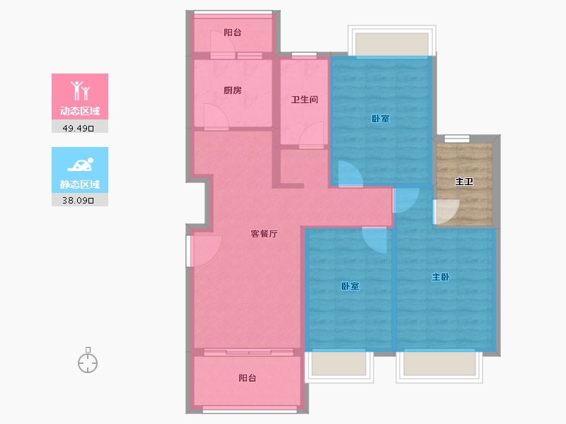 贵州省-黔南布依族苗族自治州-中国铁建东来尚城-83.13-户型库-动静分区