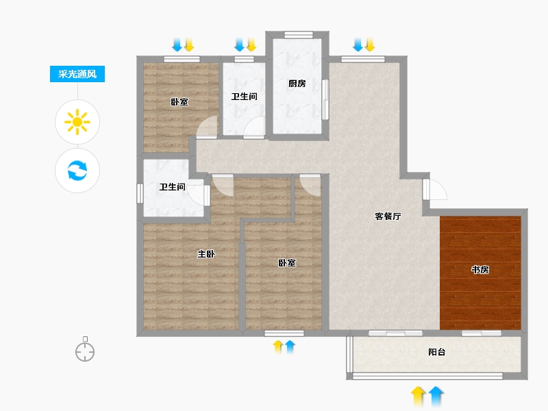 山西省-吕梁市-钰龙湾-120.16-户型库-采光通风