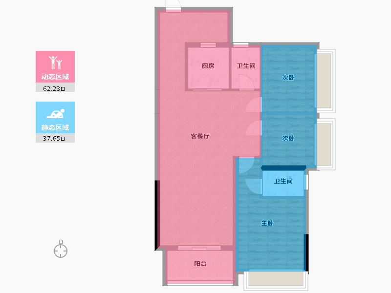 广东省-揭阳市-揭阳空港经济区炮台镇枫溪路段（东海大酒店旁）佳富凤凰城-108.91-户型库-动静分区