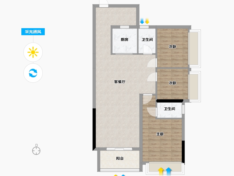 广东省-揭阳市-揭阳空港经济区炮台镇枫溪路段（东海大酒店旁）佳富凤凰城-108.91-户型库-采光通风