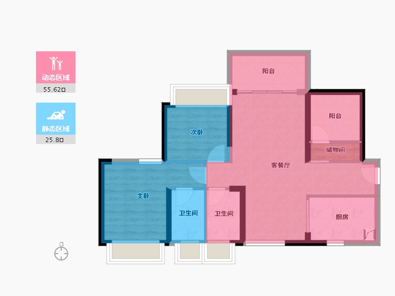 广东省-江门市-碧桂园·天麓湖-71.96-户型库-动静分区