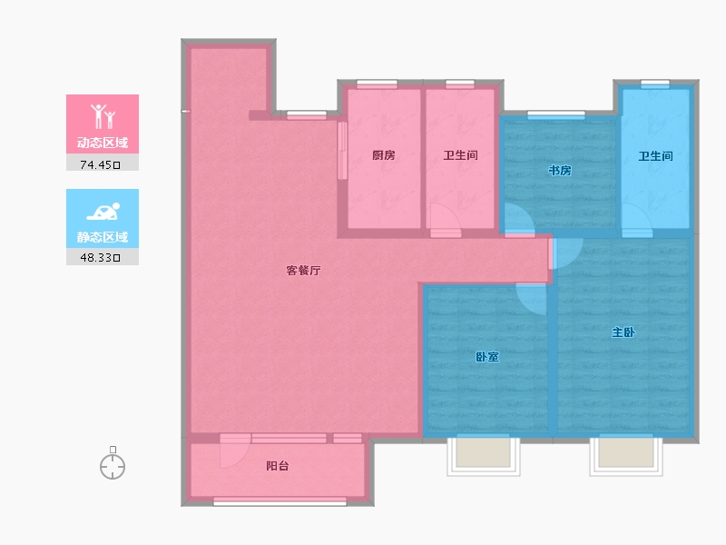 陕西省-渭南市-富力城-110.40-户型库-动静分区