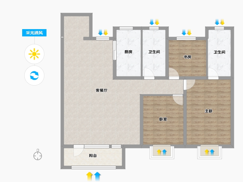 陕西省-渭南市-富力城-110.40-户型库-采光通风