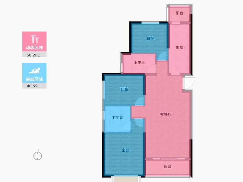 山西省-吕梁市-吕梁恒大御府-86.61-户型库-动静分区