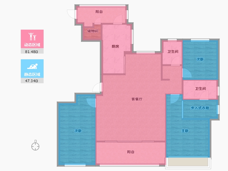 浙江省-杭州市-杭州富力中心-118.00-户型库-动静分区