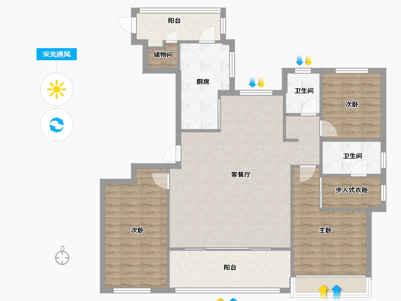 浙江省-杭州市-杭州富力中心-118.00-户型库-采光通风