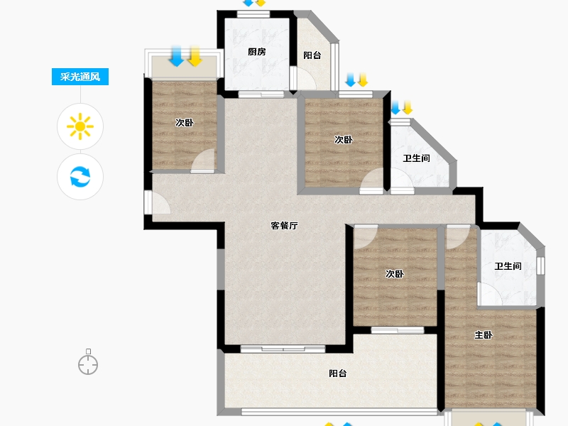 广东省-韶关市-南雄凯德豪庭-104.90-户型库-采光通风