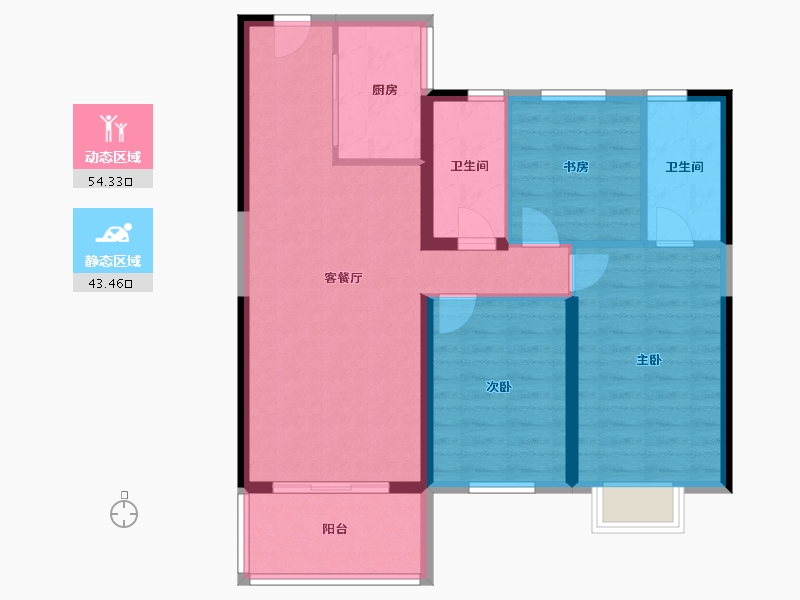 湖北省-宜昌市-万科理想城-88.00-户型库-动静分区