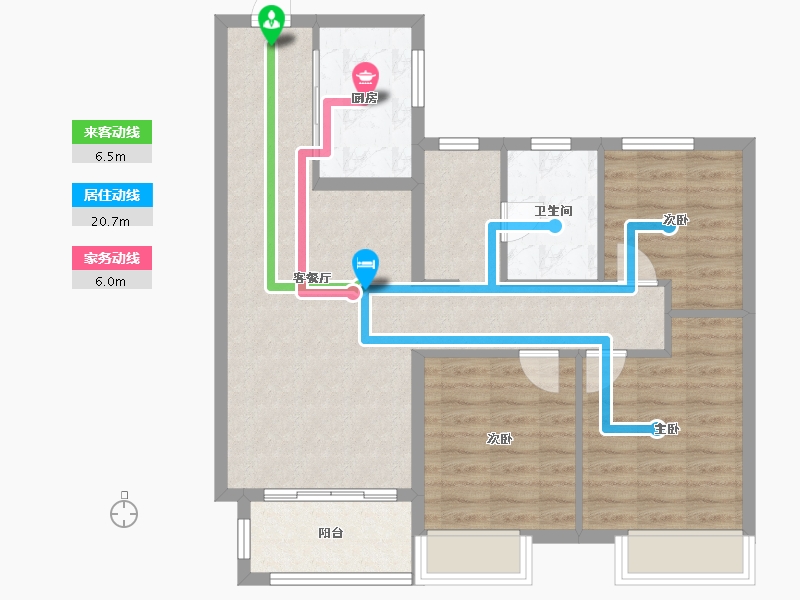 山西省-临汾市-公园壹号·公园道-83.20-户型库-动静线